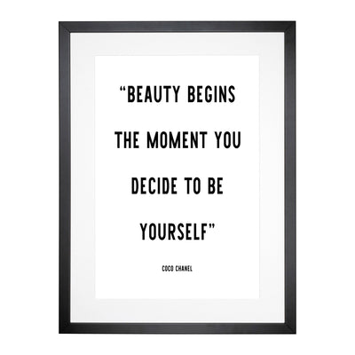 Beauty Begins Typography Framed Print Main Image