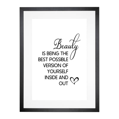 Beauty Is Typography Framed Print Main Image