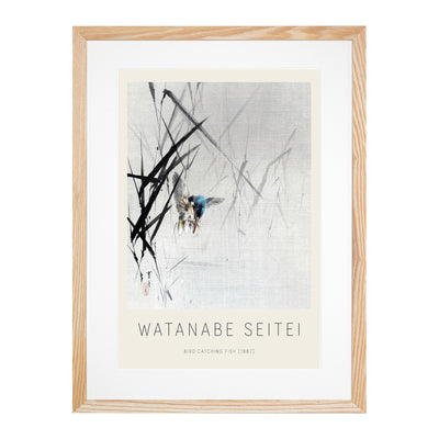 Bird Catching A Fish Print By Watanabe Seitei