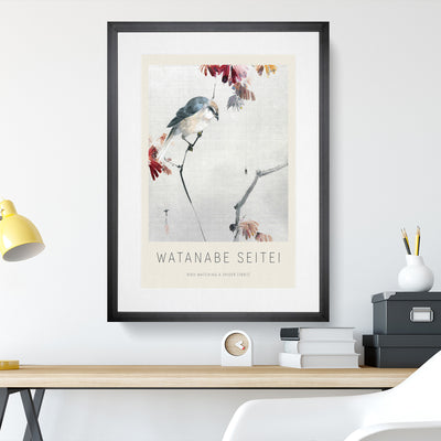 Bird Watching A Spider Print By Watanabe Seitei