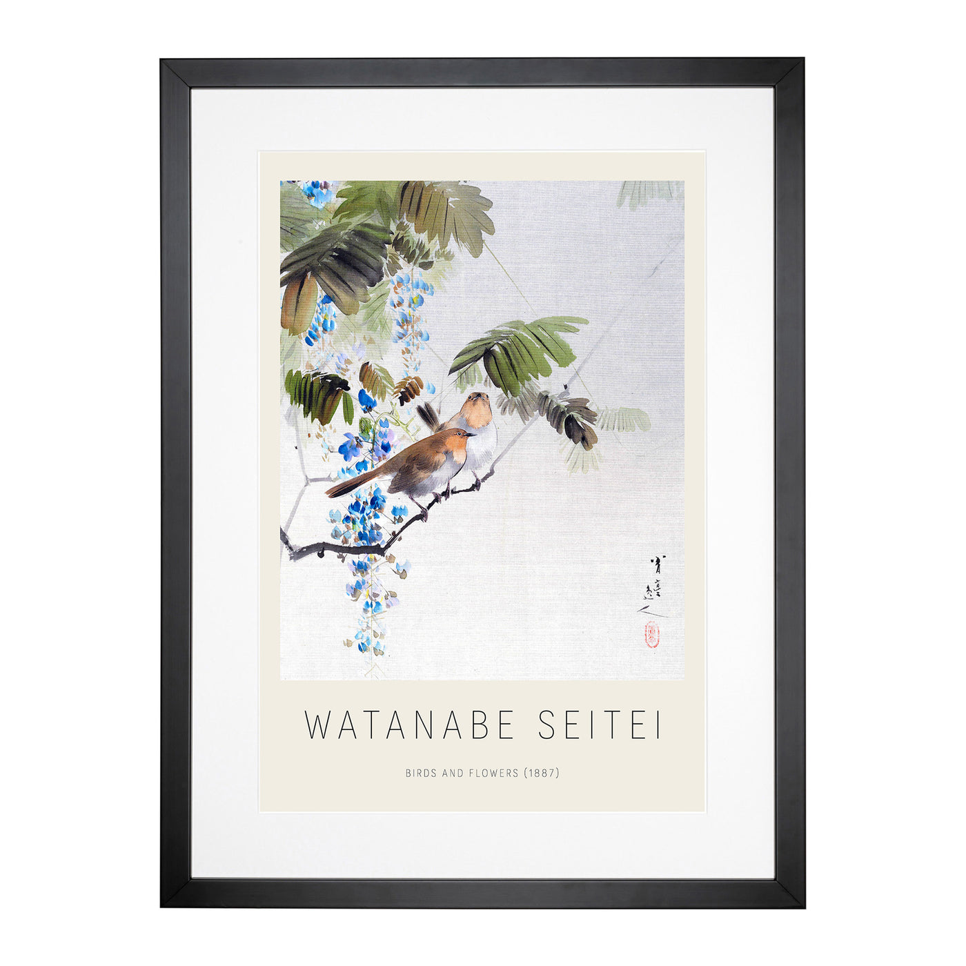 Birds & Flowers Print By Watanabe Seitei Framed Print Main Image