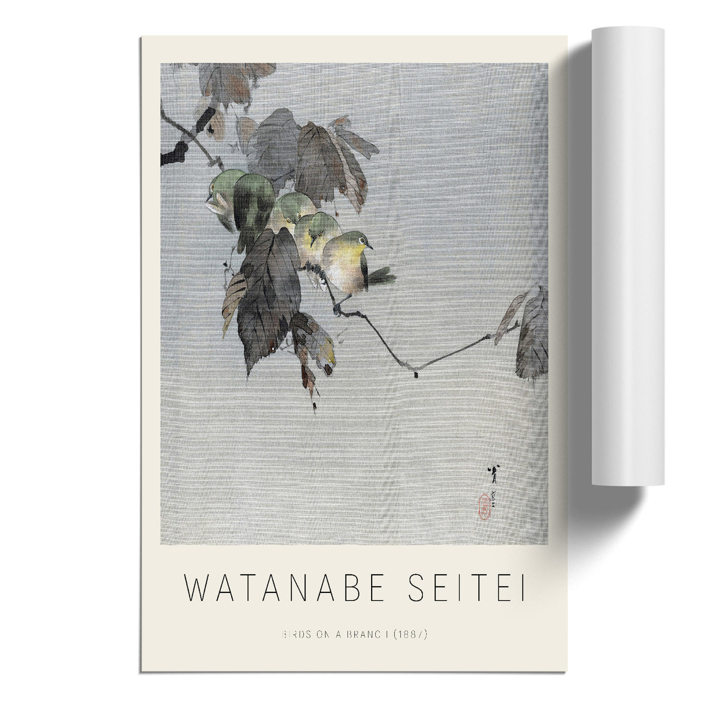 Birds On A Branch Print By Watanabe Seitei