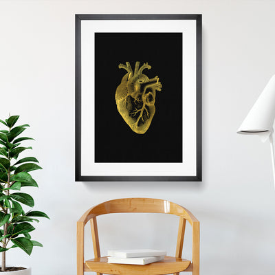 Black Gold Anatomical Heart