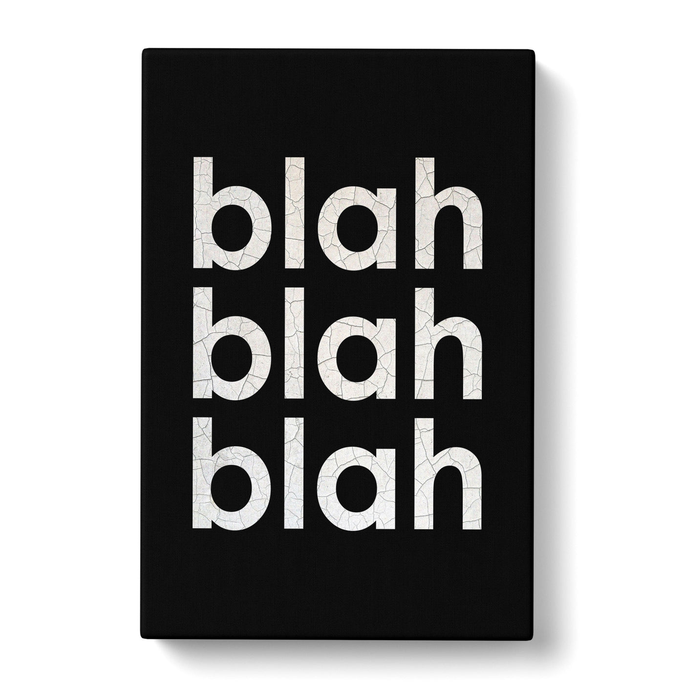 Blah Blah Blah Black Cracked Typography Canvas Print Main Image