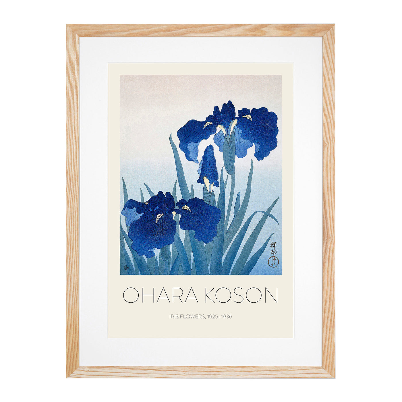 Blue Iris Flowers Print By Ohara Koson