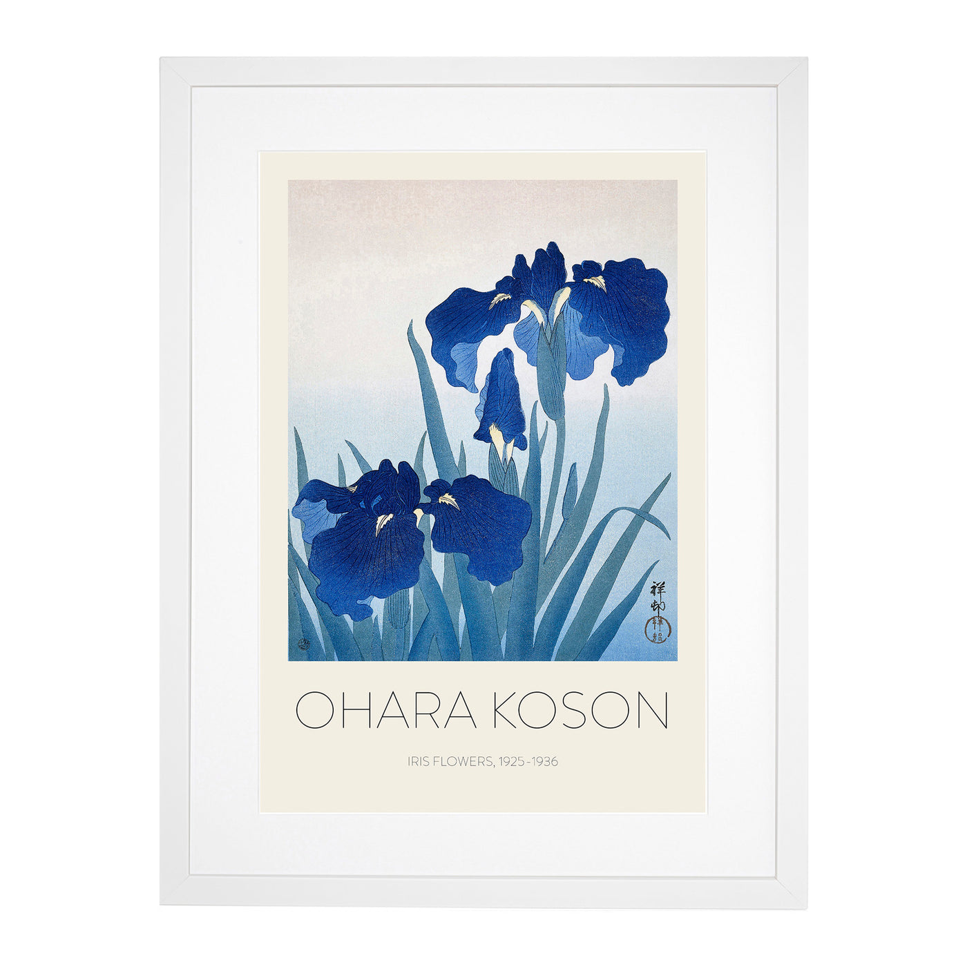 Blue Iris Flowers Print By Ohara Koson