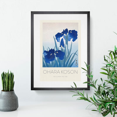 Blue Iris Flowers Print By Ohara Koson