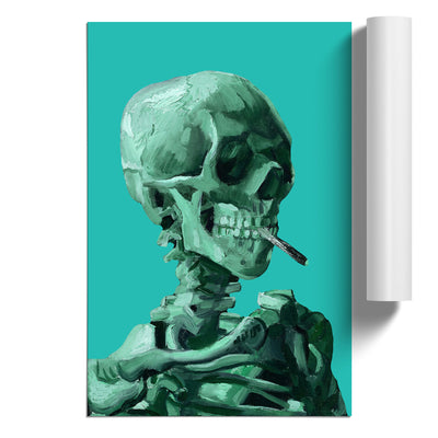 Blue Skull of a Skeleton with Cigarette By Vincent Van Gogh