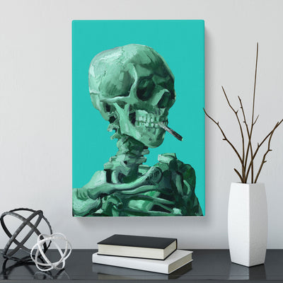 Blue Skull Of A Skeleton With Cigarette By Vincent Van Gogh