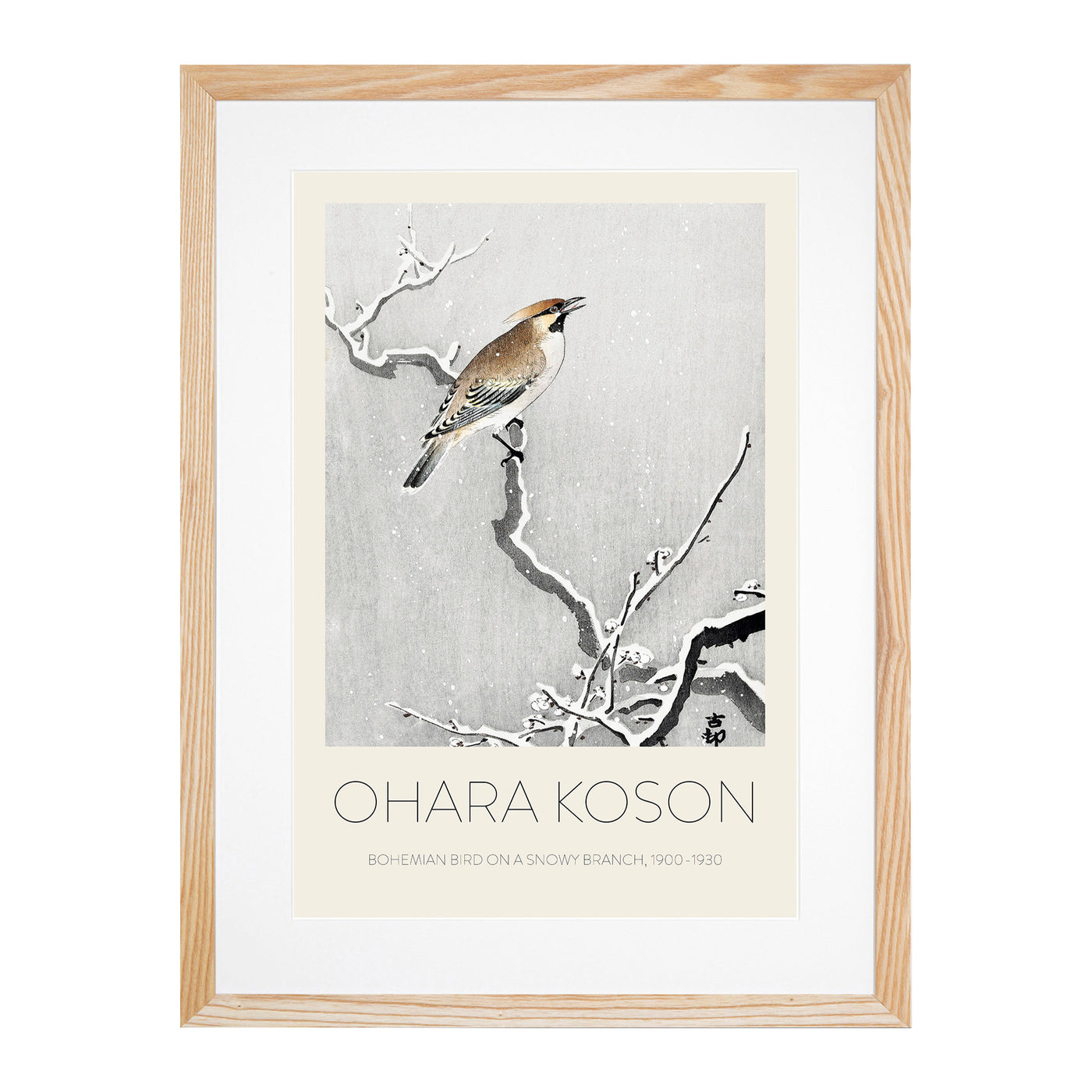 Bohemian Bird On A Snowy Branch Print By Ohara Koson