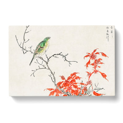 Bunting Bird & Orange Flowers By Numata Kashu Canvas Print Main Image