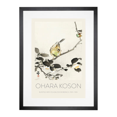 Bunting Bird On A Blossom Branch Print By Ohara Koson Framed Print Main Image