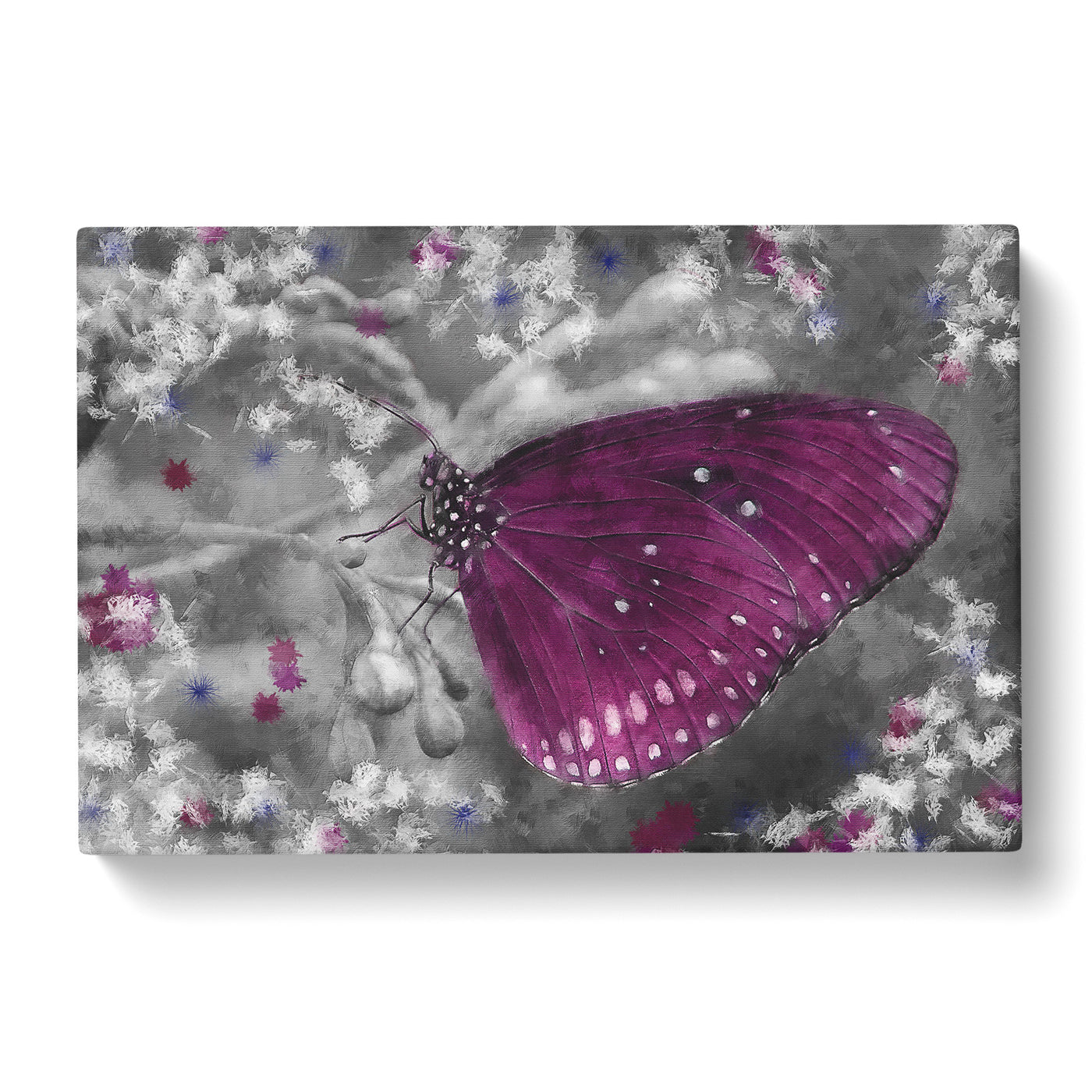 Butterfly Upon A Flower Painting Canvas Print Main Image