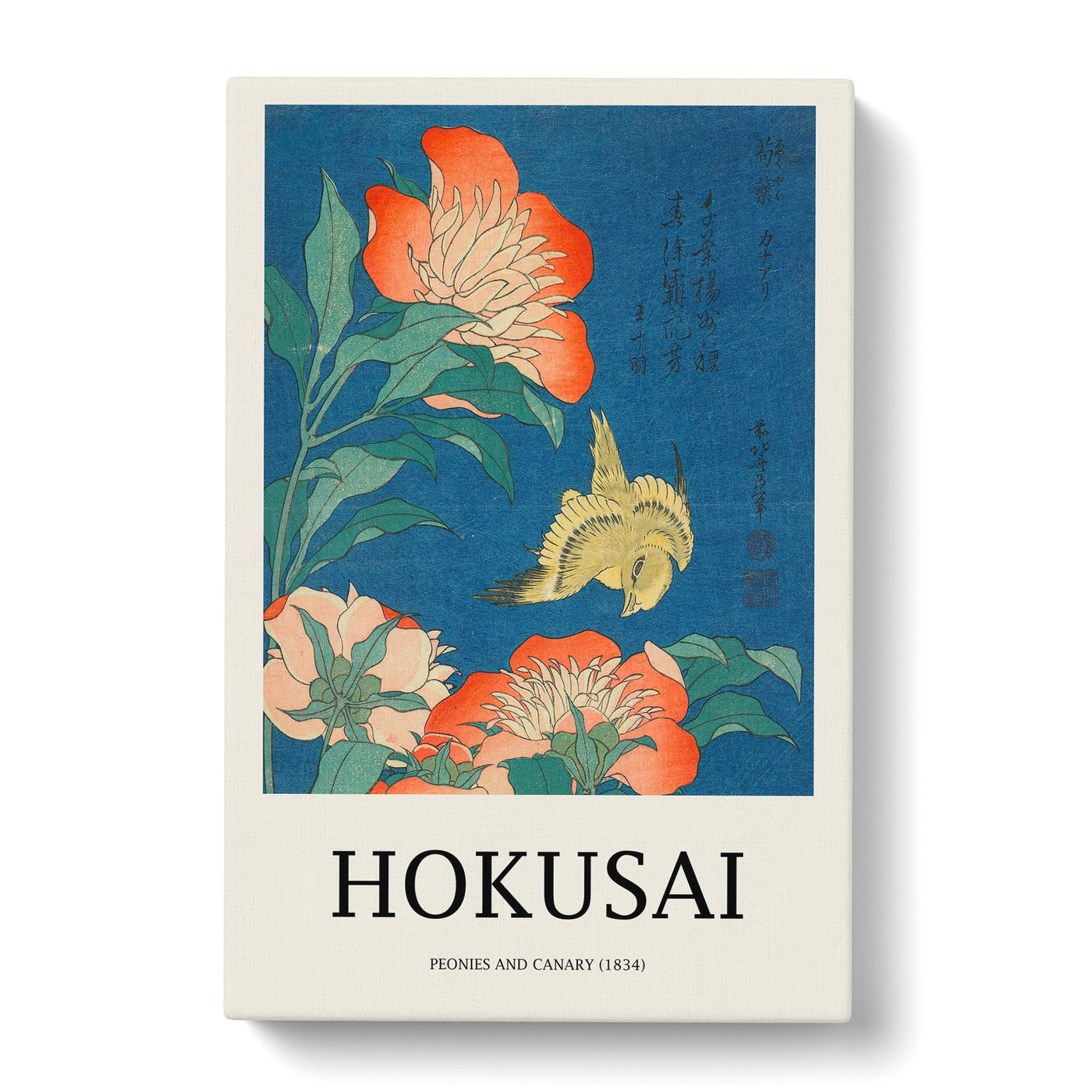 Canary And Peony Print By Katsushika Hokusai Canvas Print Main Image