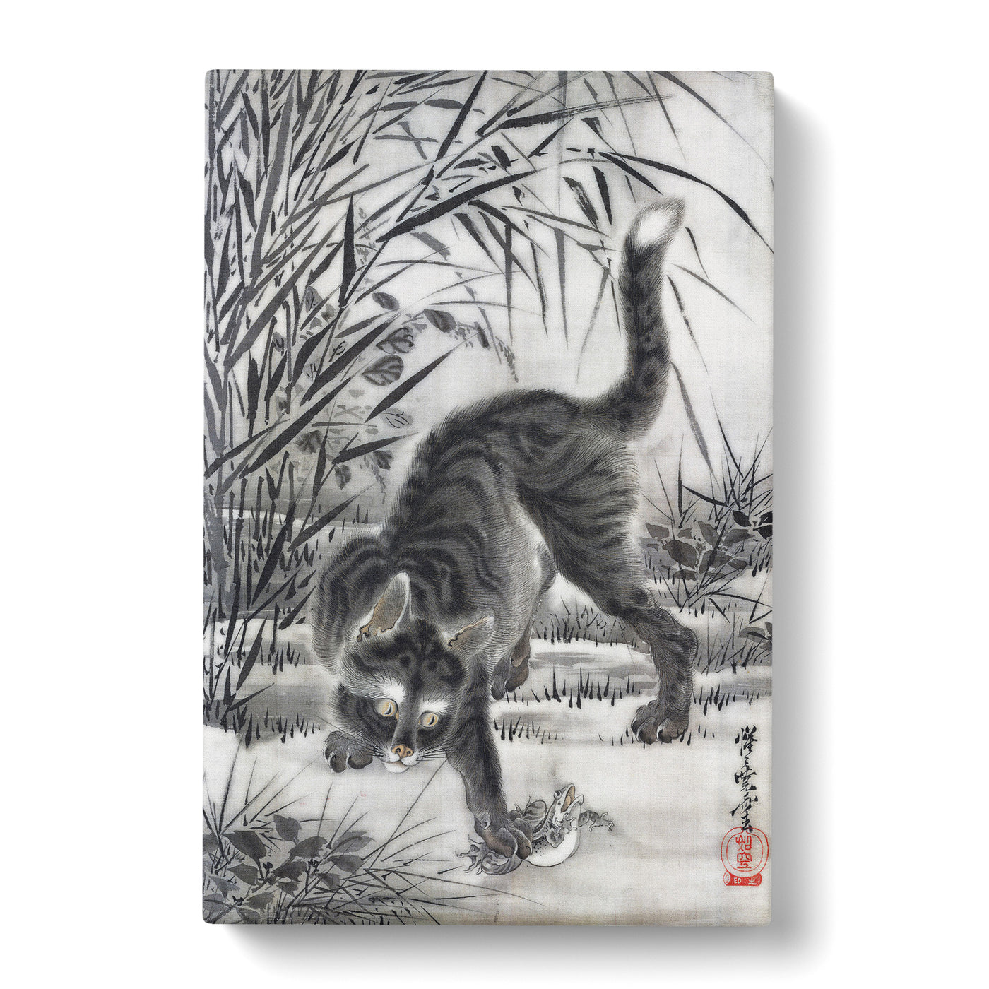 Cat Catching A Frog By Kawanabe Kyosai Canvas Print Main Image