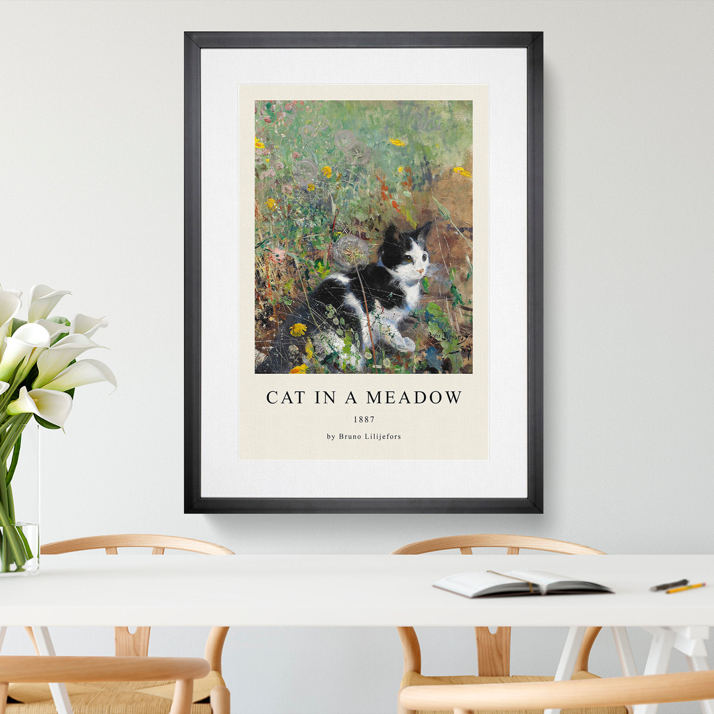Cat On A Flowerbed Print By Bruno Liljefors