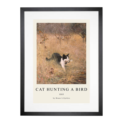 Cat With A Bird Print By Bruno Liljefors Framed Print Main Image