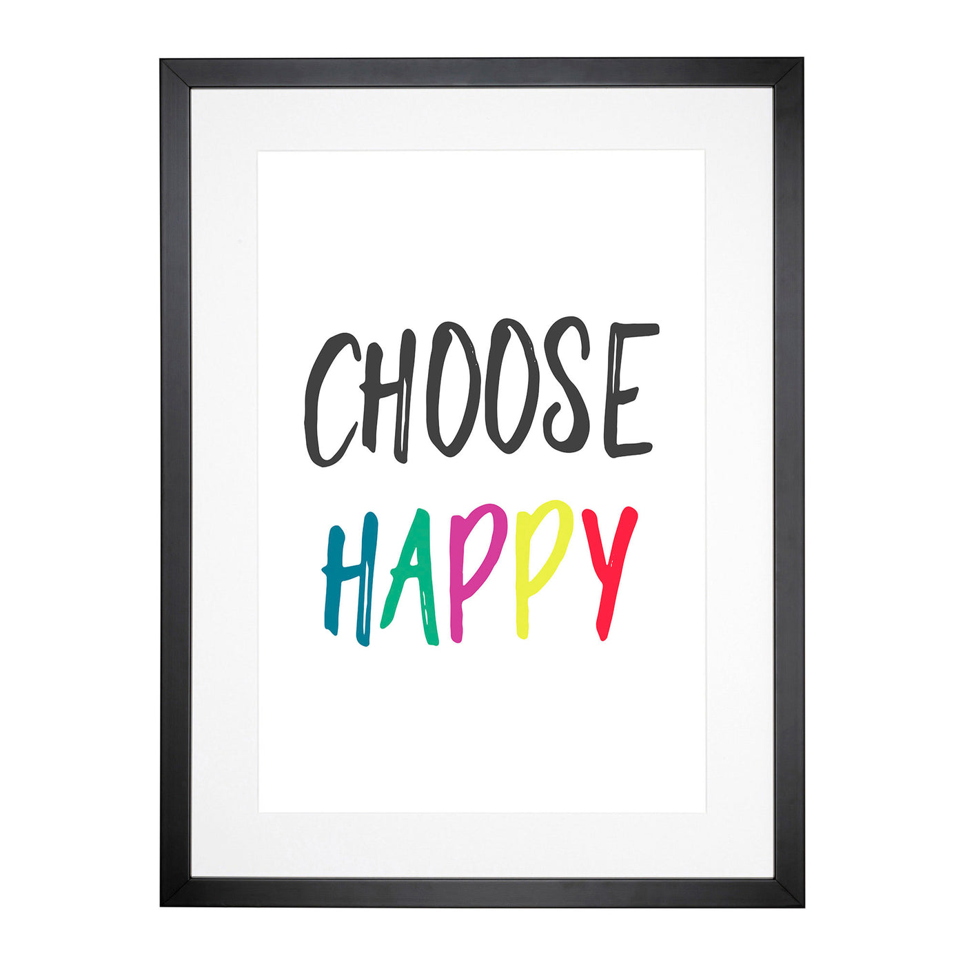 Choose Happy Typography Framed Print Main Image