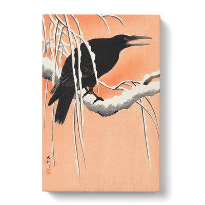 Crow On A Snowy Branch By Ohara Kosoncan Canvas Print Main Image