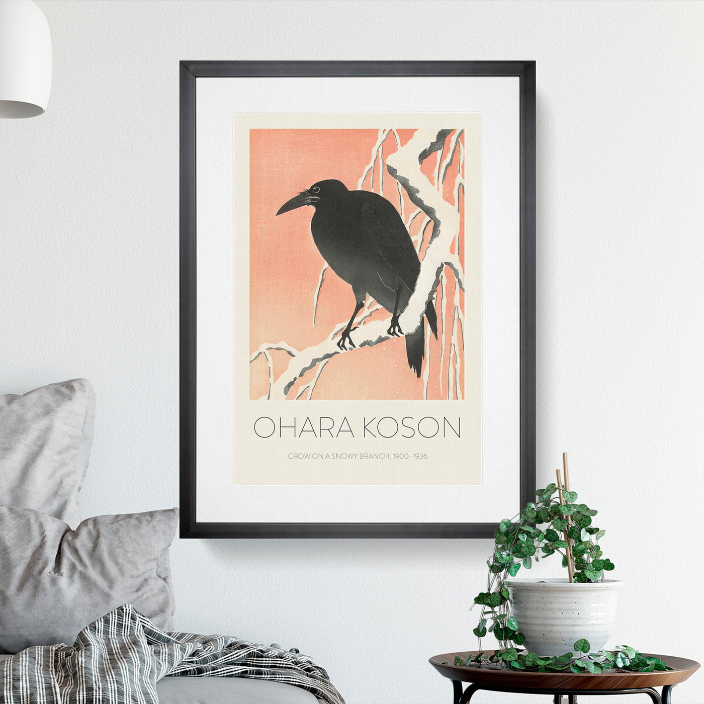 Crow Upon A Snowy Branch Print By Ohara Koson