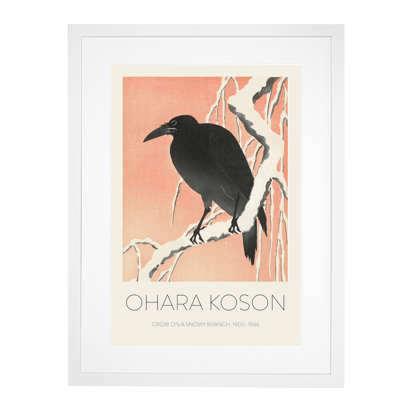 Crow Upon A Snowy Branch Print By Ohara Koson