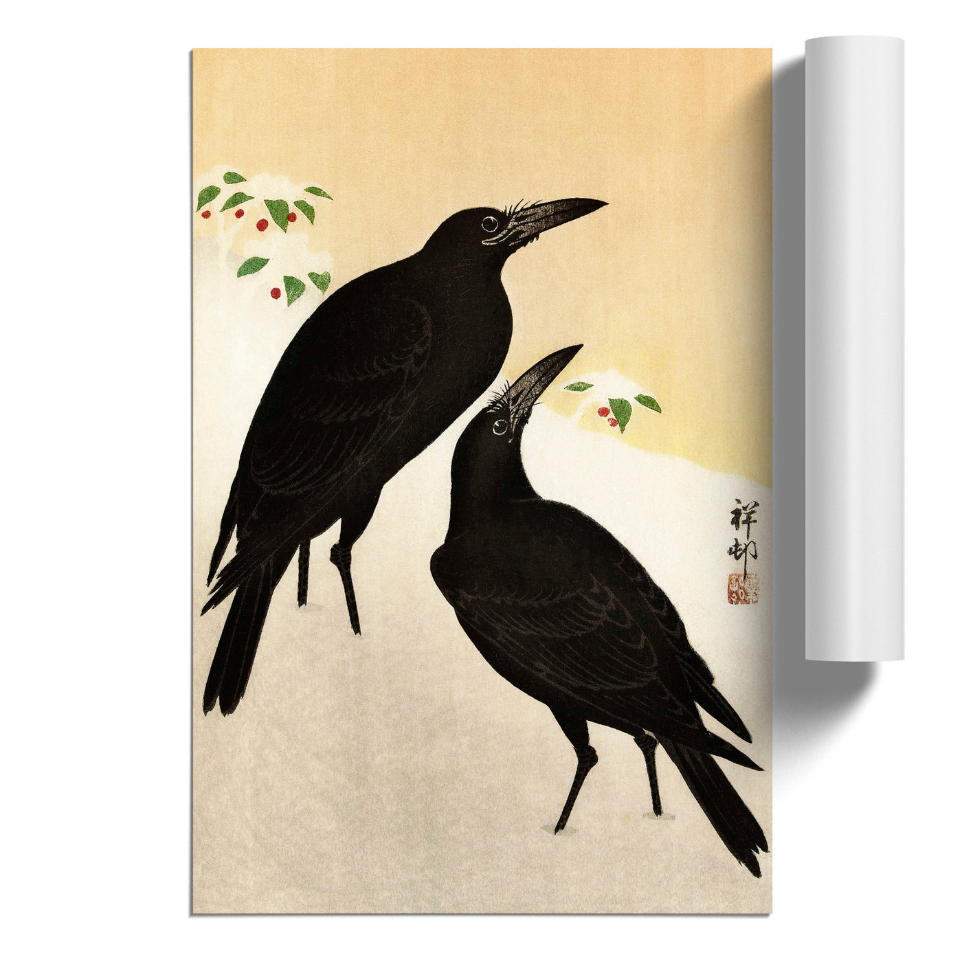 Crows In The Snow By Ohara Koson