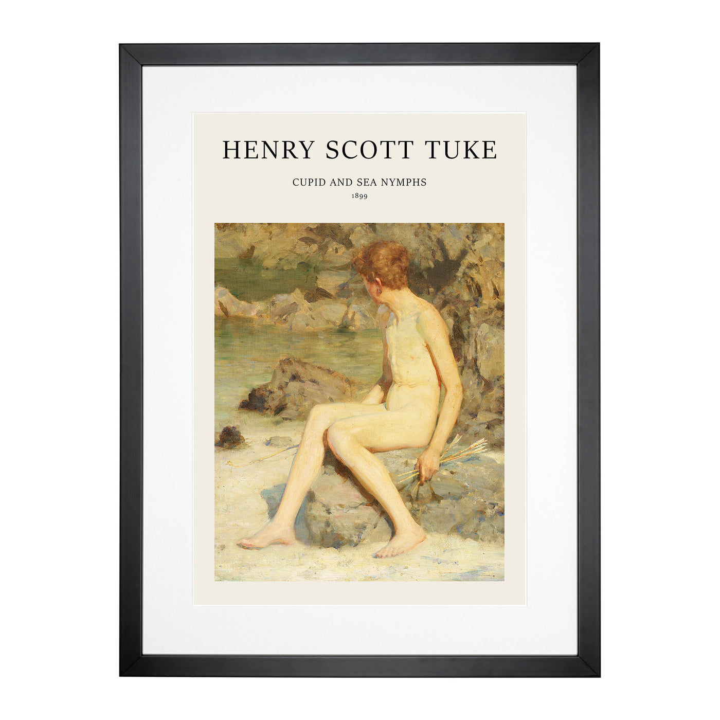 Cupid And Sea Nymphs Print By Henry Scott Tuke Framed Print Main Image