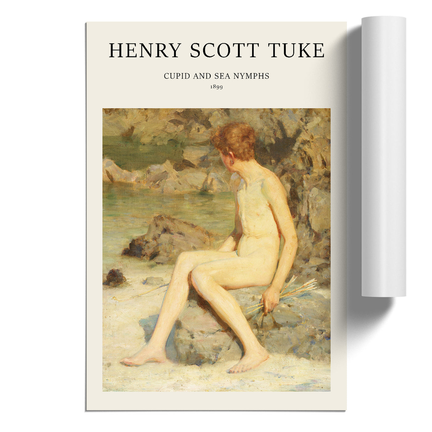 Cupid And Sea Nymphs Print By Henry Scott Tuke