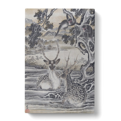 Deer Below The Monkeys By Kawanabe Kyosai Canvas Print Main Image