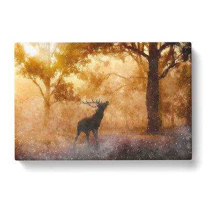Deer Stag In An Autumn Forest Painting Canvas Print Main Image