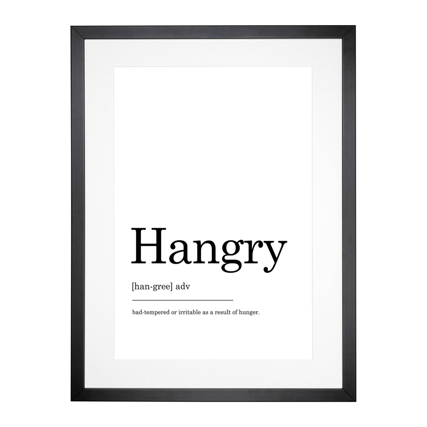Definition Of Hangry Typography Framed Print Main Image