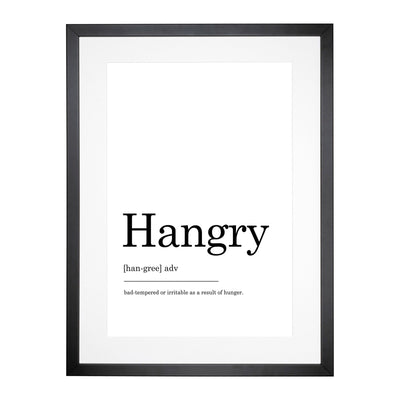Definition Of Hangry Typography Framed Print Main Image
