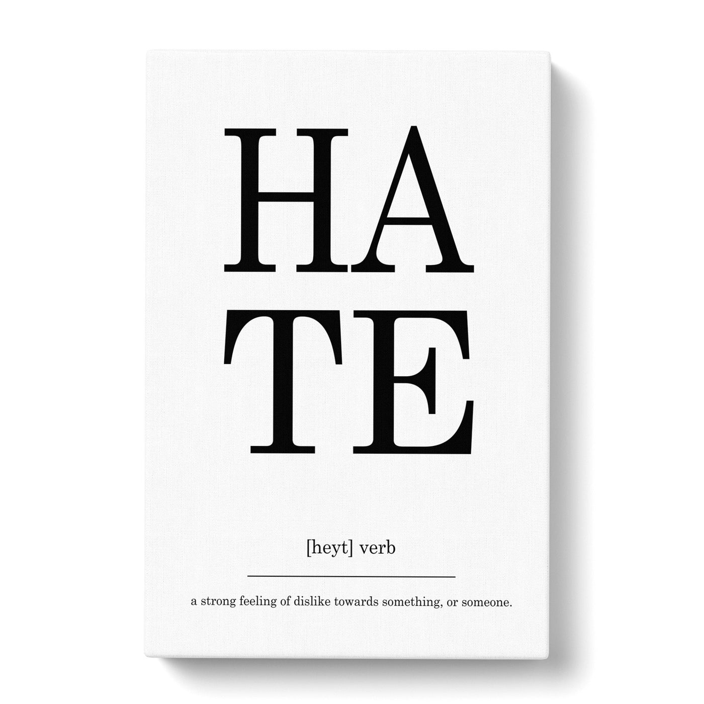 Definition Of Hate Typography Canvas Print Main Image