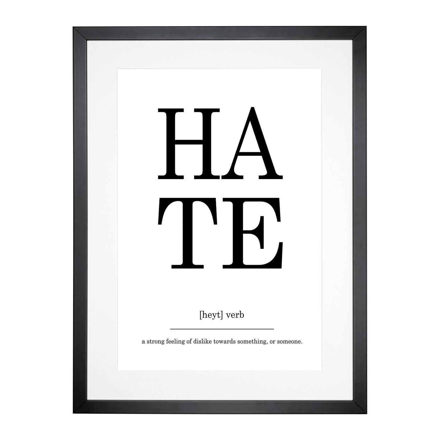 Definition Of Hate Typography Framed Print Main Image