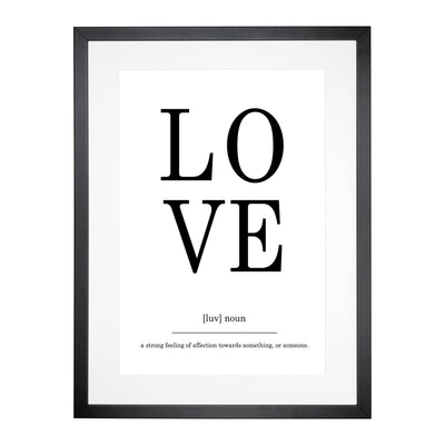 Definition Of Love Typography Framed Print Main Image