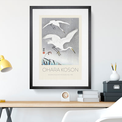 Descending Egrets Print By Ohara Koson