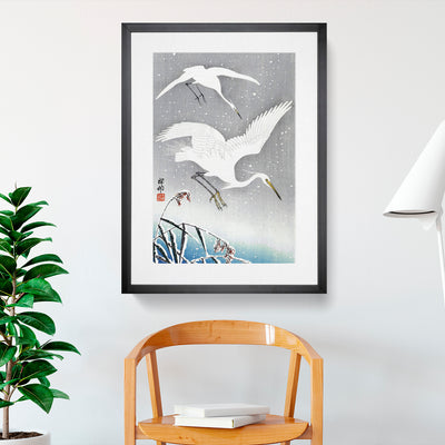 Descending Egrets By Ohara Koson
