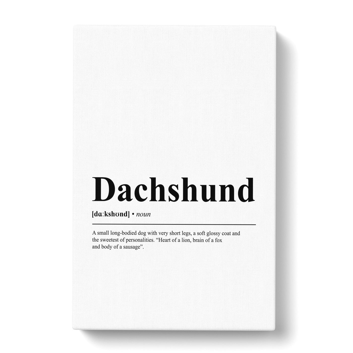 Dictionary Dachshund Typography Canvas Print Main Image