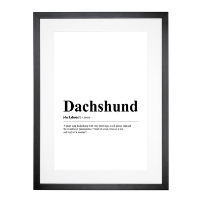Dictionary Dachshund Typography Framed Print Main Image