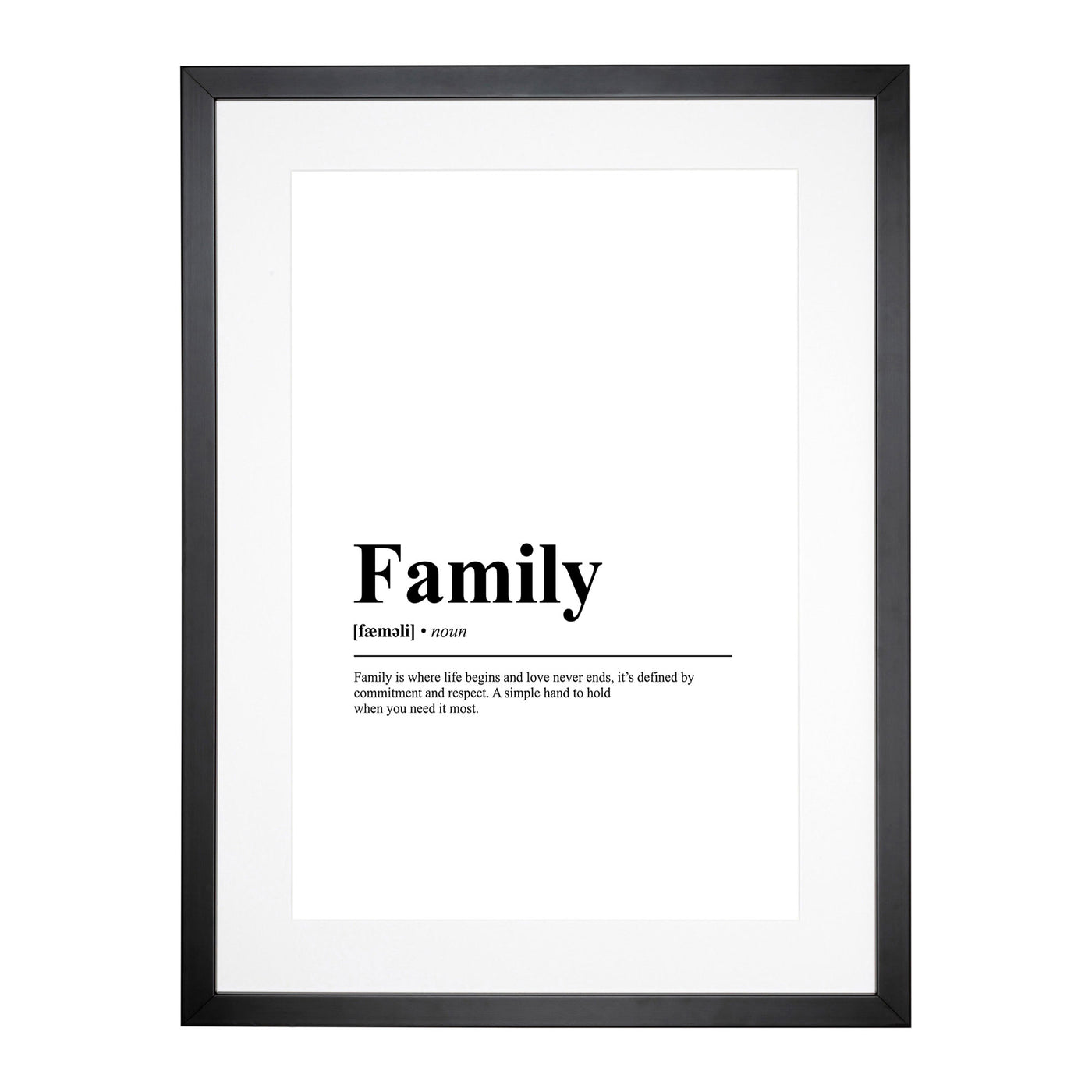 Dictionary Family Typography Framed Print Main Image