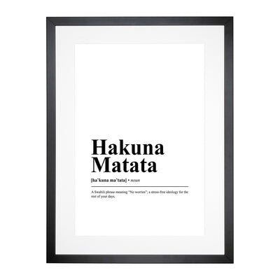 Dictionary Hakuna Matata Typography Framed Print Main Image