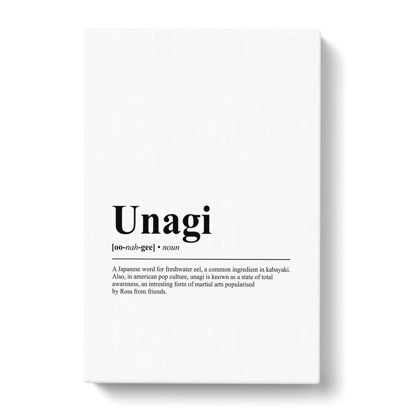 Dictionary Unagi Typography Canvas Print Main Image