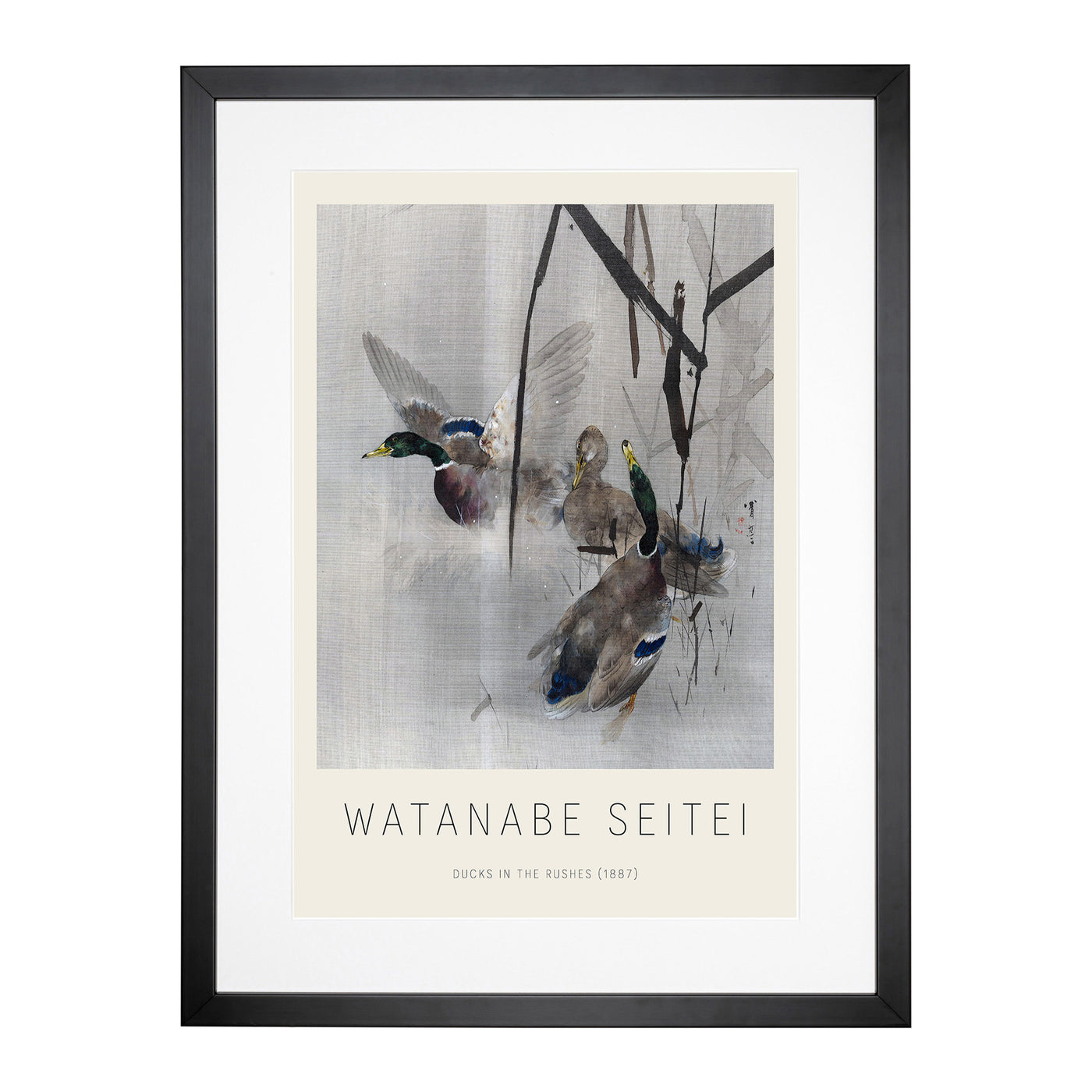Ducks In The Rushes Print By Watanabe Seitei Framed Print Main Image