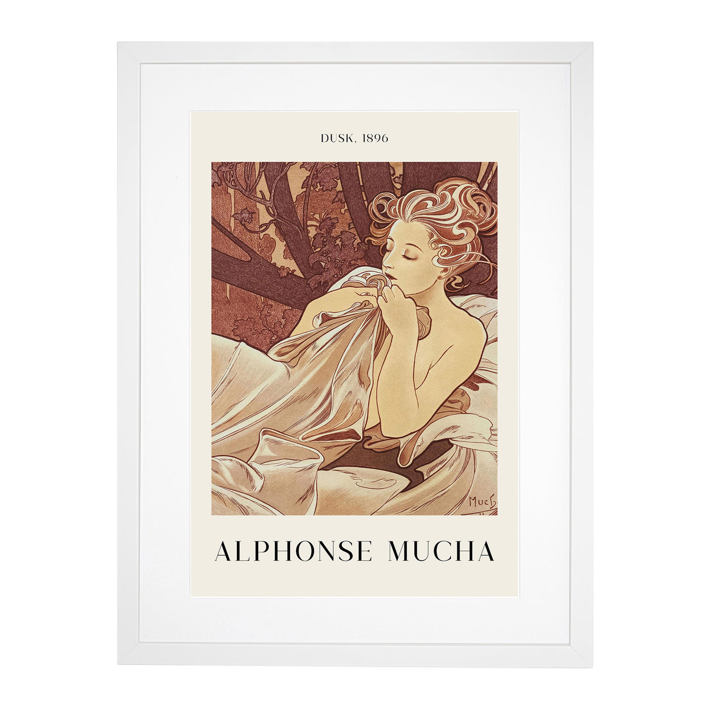 Dusk Print By Alphonse Mucha