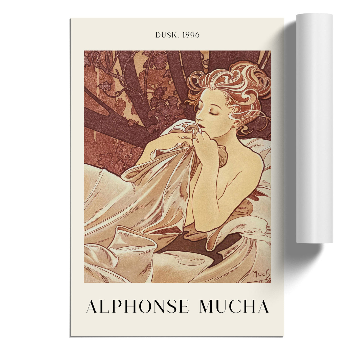 Dusk Print By Alphonse Mucha