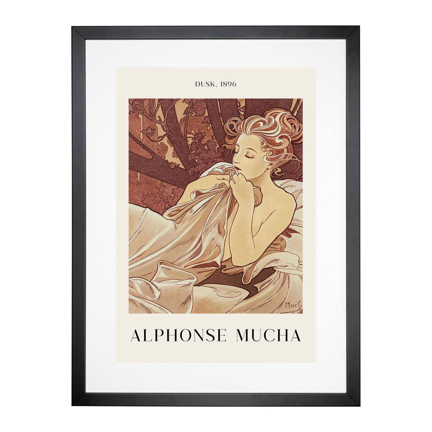 Dusk Print By Alphonse Mucha Framed Print Main Image