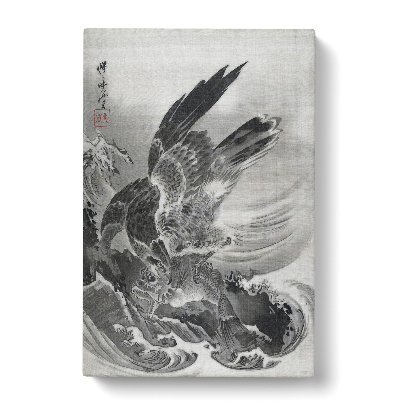 Eagle Attacking Fish By Kawanabe Kyosai Canvas Print Main Image