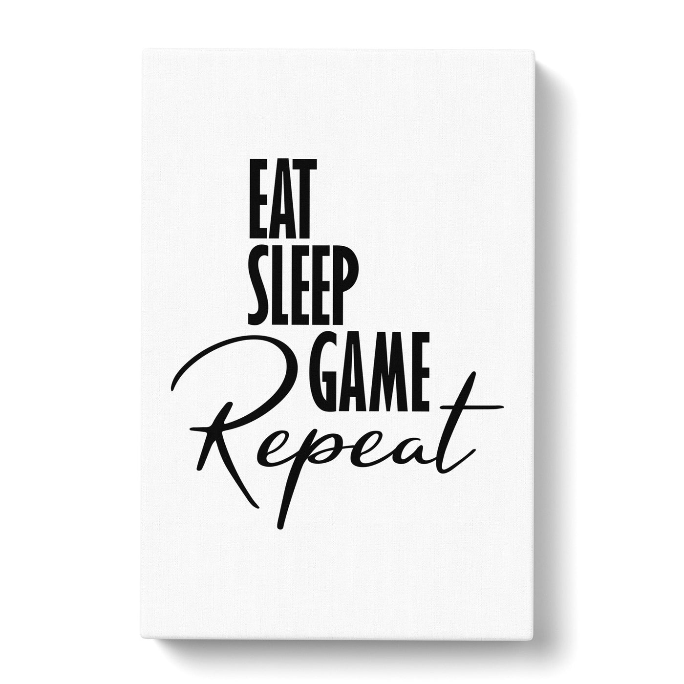 Eat Sleep Game Repeat Typography Canvas Print Main Image