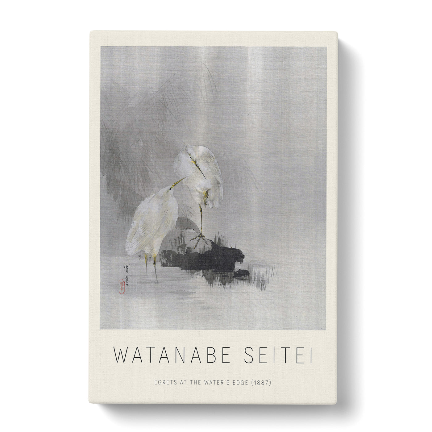 Egrets At The Waters Edge Print By Watanabe Seitei Canvas Print Main Image