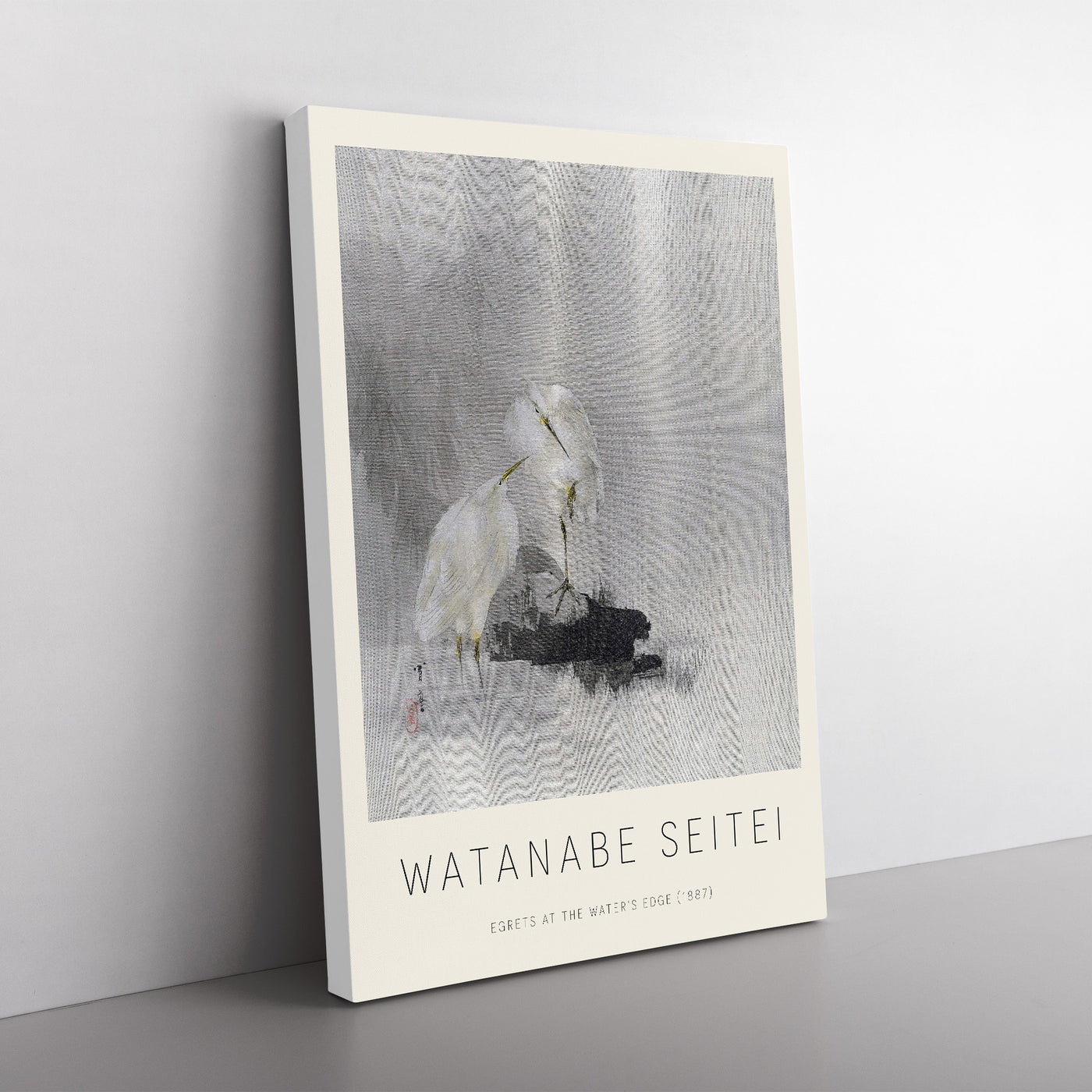 Egrets At The Waters Edge Print By Watanabe Seitei